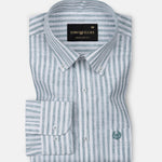 Karsen Green Strips Button Down Linen Shirt - John Ellies