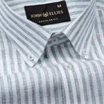 Karsen Green Strips Button Down Linen Shirt - John Ellies