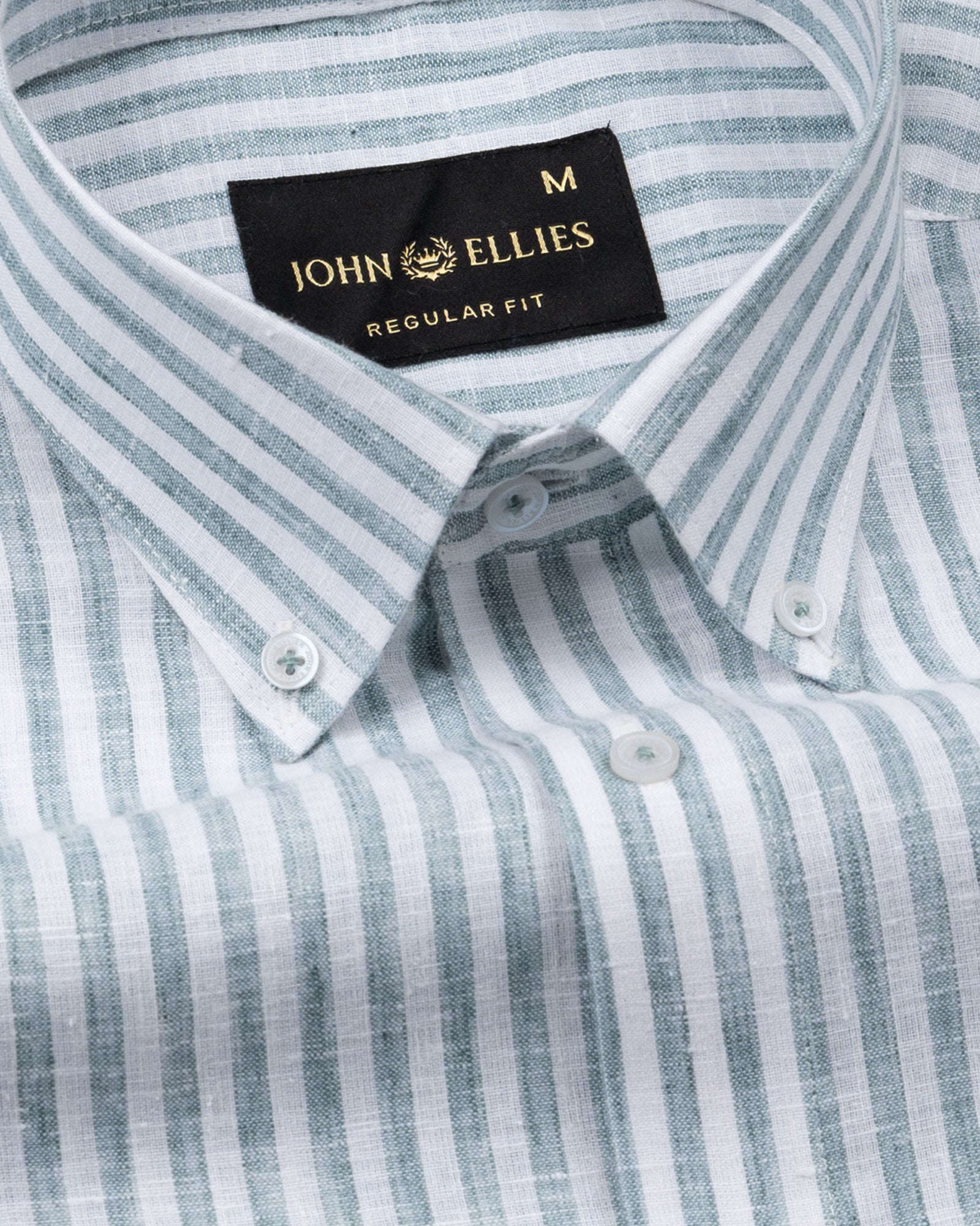 Karsen Green Strips Button Down Linen Shirt - John Ellies