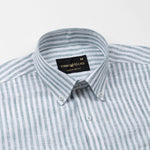 Karsen Green Strips Button Down Linen Shirt - John Ellies