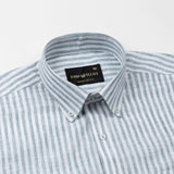 Karsen Green Strips Button Down Linen Shirt - John Ellies
