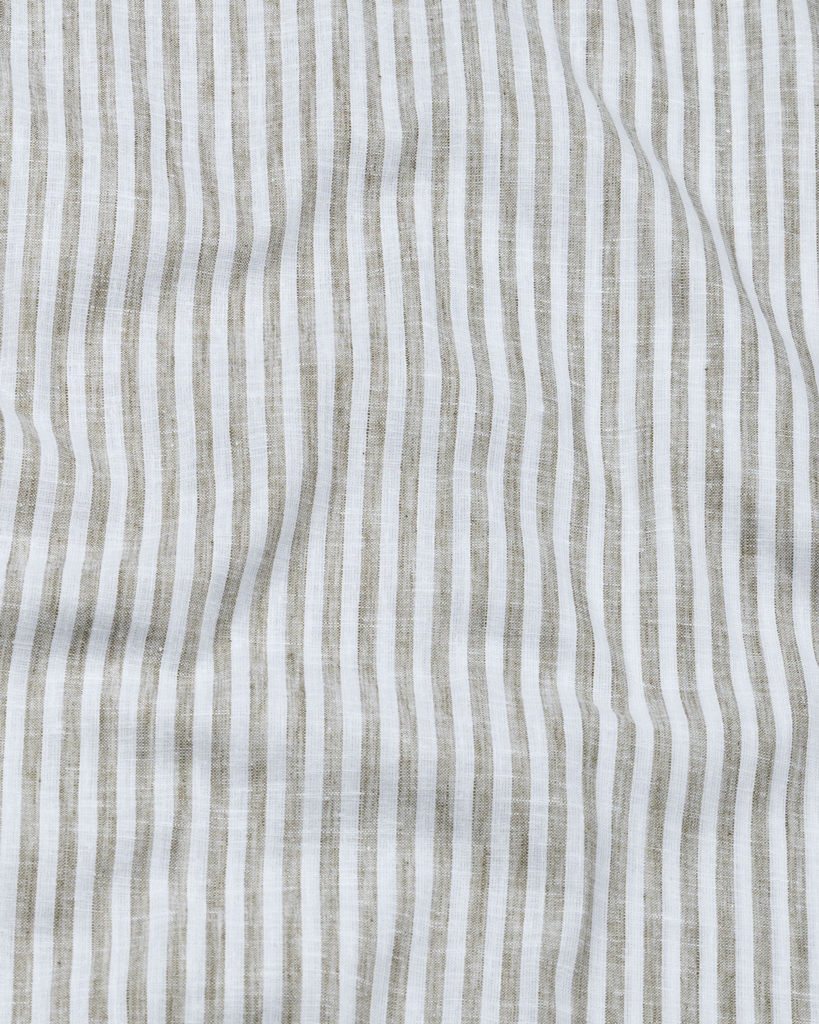 Karsen Olive Strips Button Down Linen Shirt - John Ellies