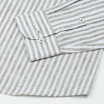 Karsen Olive Strips Button Down Linen Shirt - John Ellies