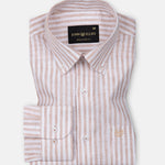 Karsen Orange Strips Button Down Linen Shirt - John Ellies