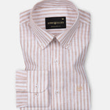 Karsen Orange Strips Button Down Linen Shirt - John Ellies