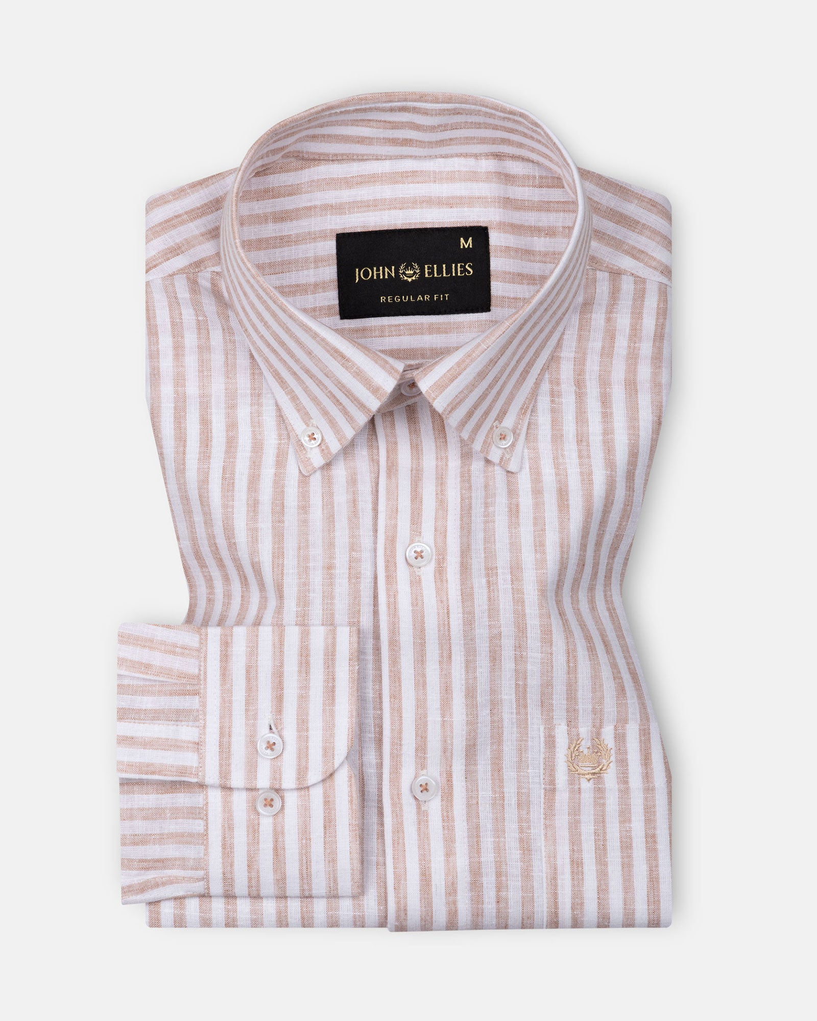 Karsen Orange Strips Button Down Linen Shirt - John Ellies