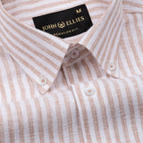 Karsen Orange Strips Button Down Linen Shirt - John Ellies