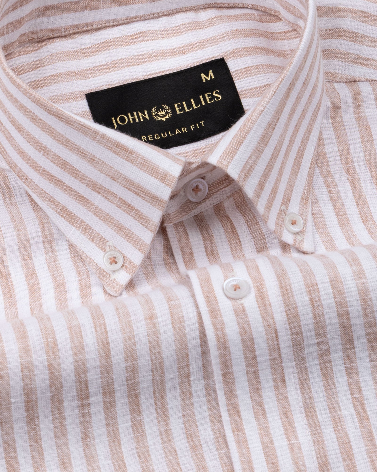 Karsen Orange Strips Button Down Linen Shirt - John Ellies
