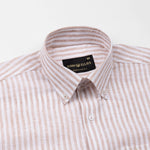 Karsen Orange Strips Button Down Linen Shirt - John Ellies