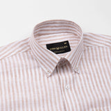 Karsen Orange Strips Button Down Linen Shirt - John Ellies