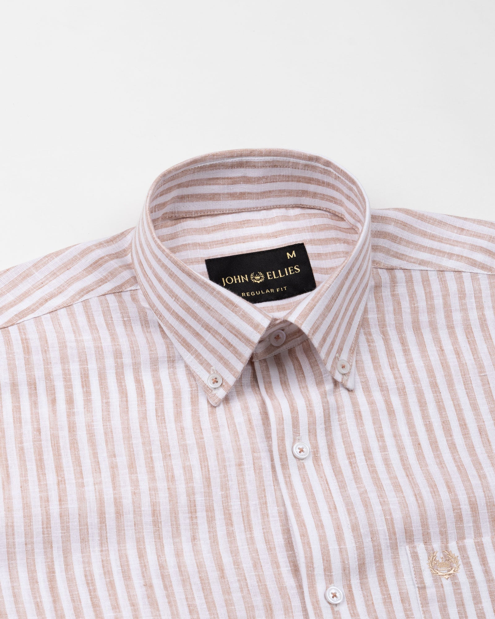 Karsen Orange Strips Button Down Linen Shirt - John Ellies