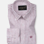 Karsen Maroon Strips Button Down Linen Shirt - John Ellies