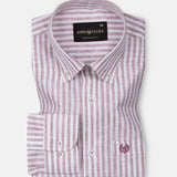 Karsen Maroon Strips Button Down Linen Shirt - John Ellies