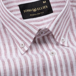 Karsen Maroon Strips Button Down Linen Shirt - John Ellies