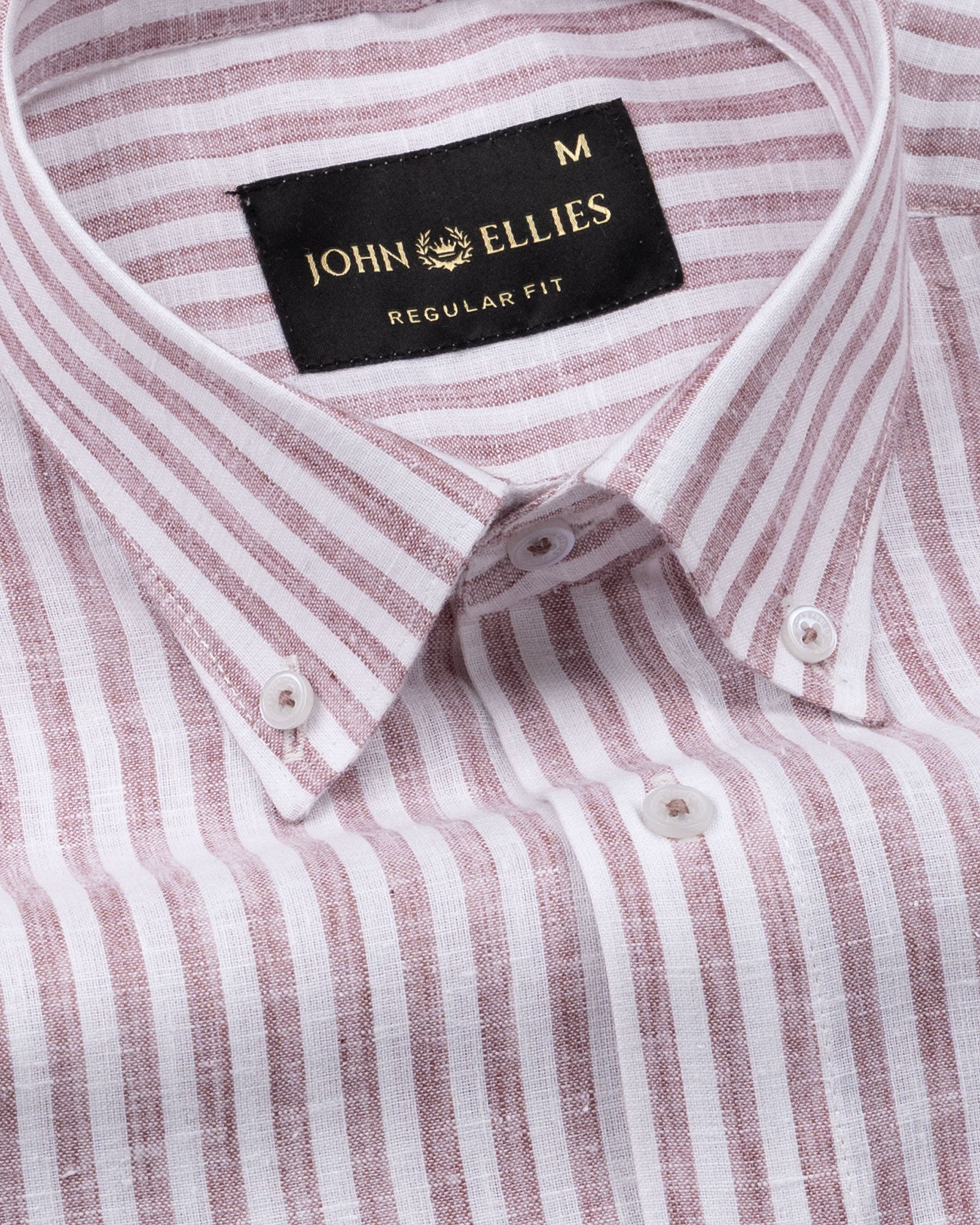 Karsen Maroon Strips Button Down Linen Shirt - John Ellies