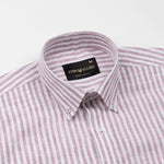 Karsen Maroon Strips Button Down Linen Shirt - John Ellies