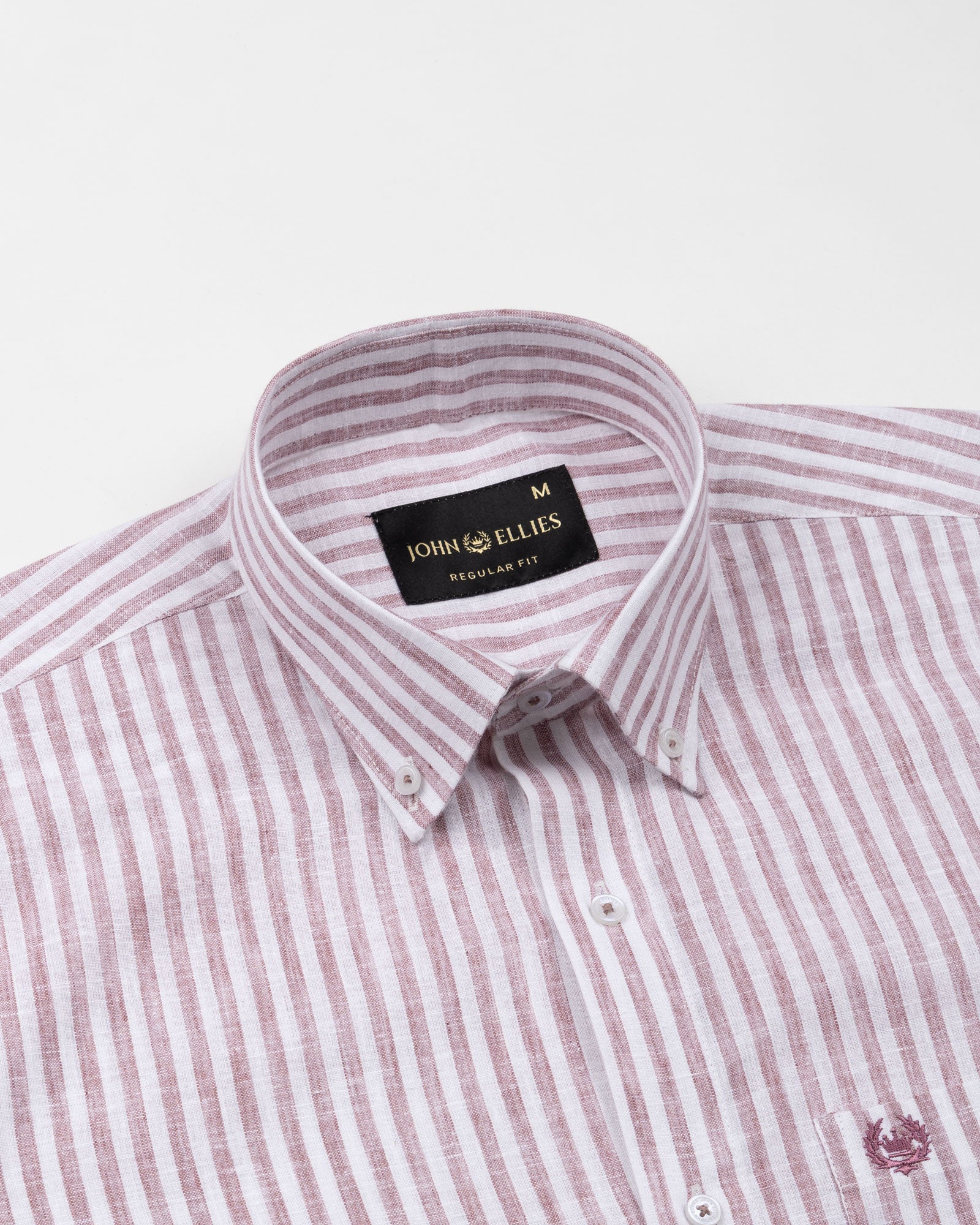 Karsen Maroon Strips Button Down Linen Shirt - John Ellies