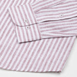 Karsen Maroon Strips Button Down Linen Shirt - John Ellies
