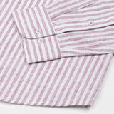 Karsen Maroon Strips Button Down Linen Shirt - John Ellies