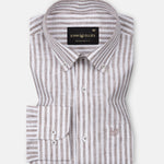 Karsen Brown Strips Button Down Linen Shirt - John Ellies