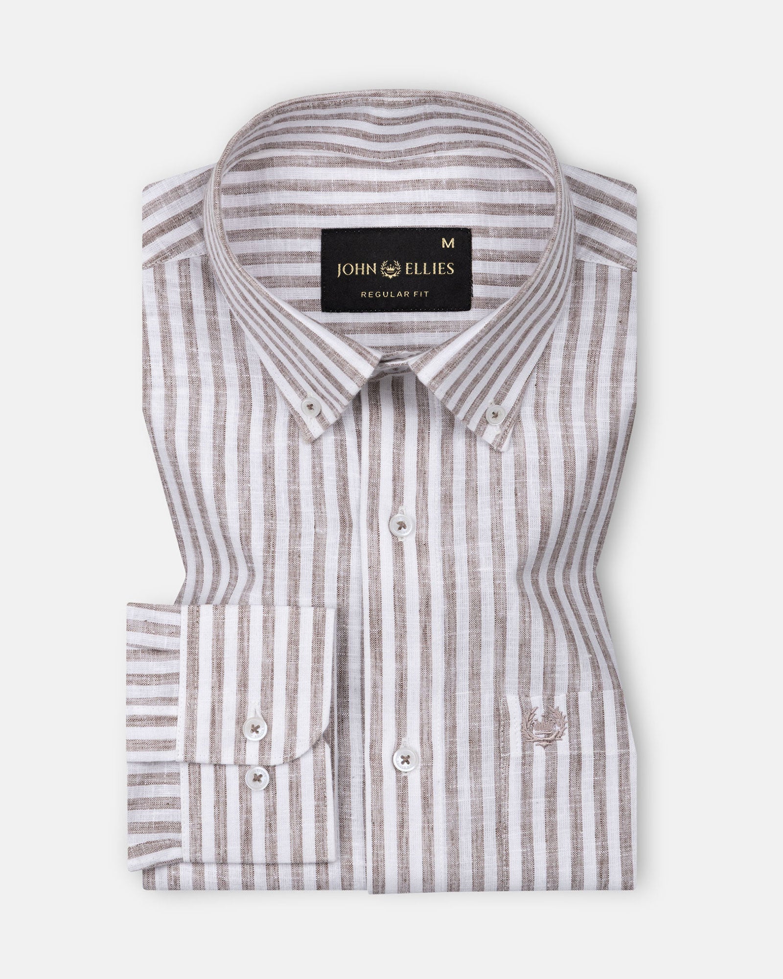 Karsen Brown Strips Button Down Linen Shirt - John Ellies