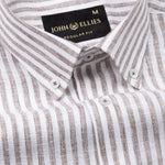 Karsen Brown Strips Button Down Linen Shirt - John Ellies