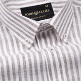 Karsen Brown Strips Button Down Linen Shirt - John Ellies