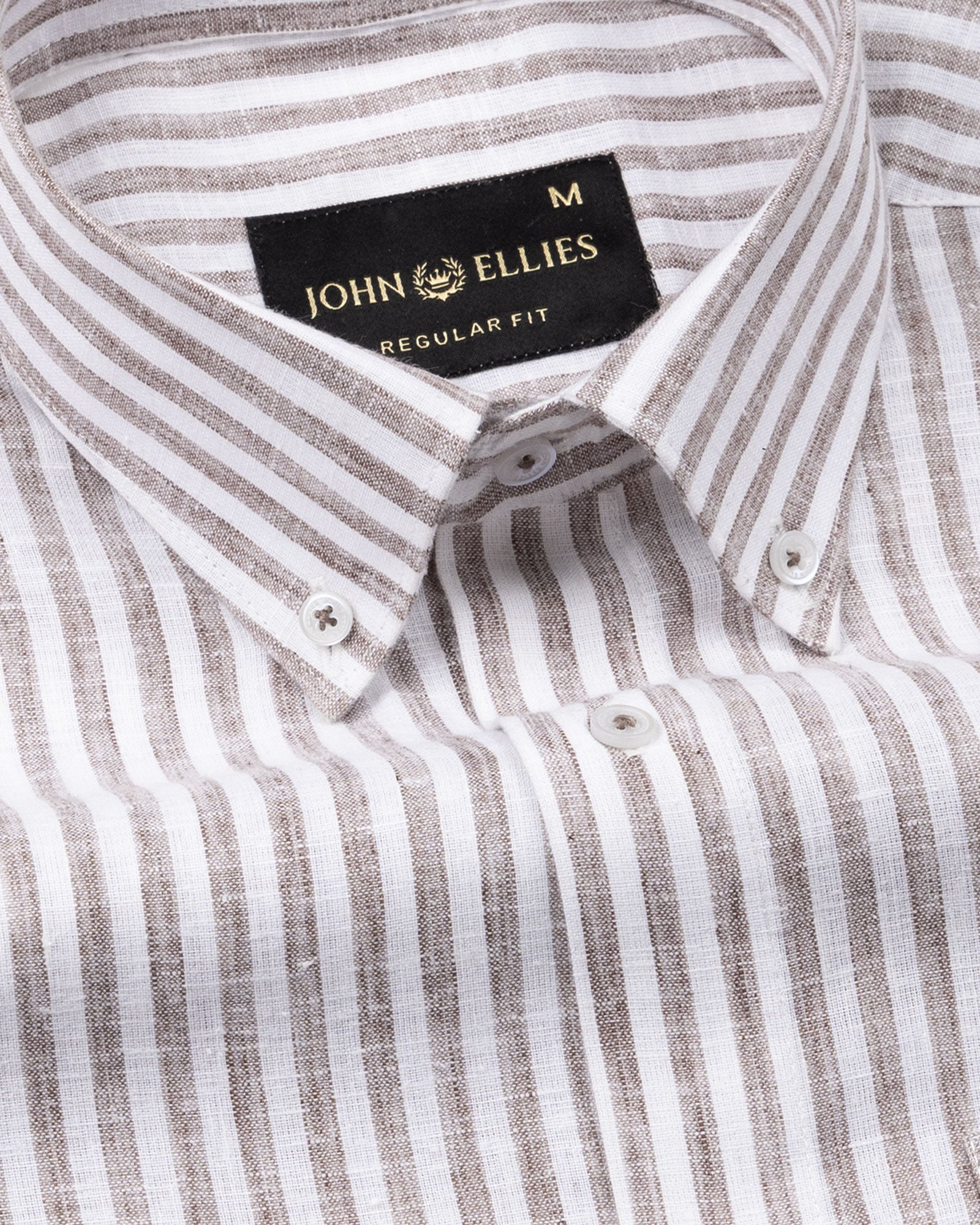 Karsen Brown Strips Button Down Linen Shirt - John Ellies
