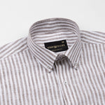 Karsen Brown Strips Button Down Linen Shirt - John Ellies