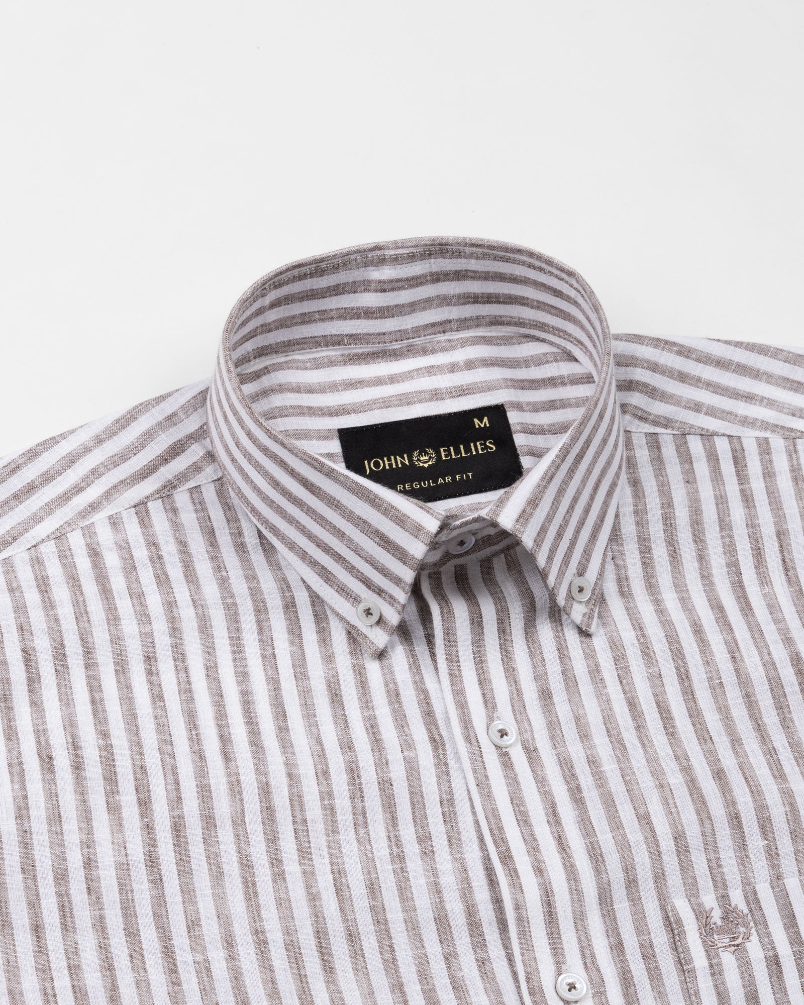 Karsen Brown Strips Button Down Linen Shirt - John Ellies