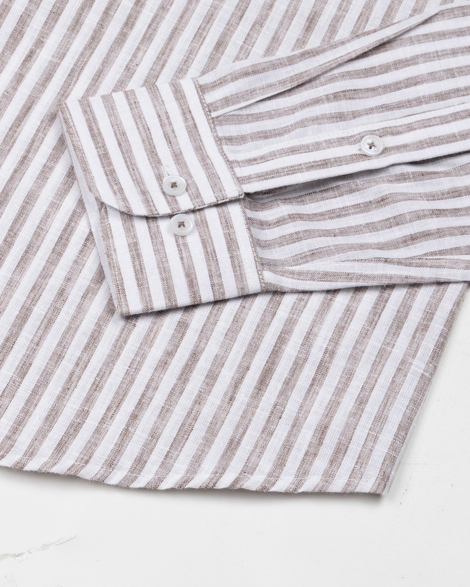 Karsen Brown Strips Button Down Linen Shirt - John Ellies