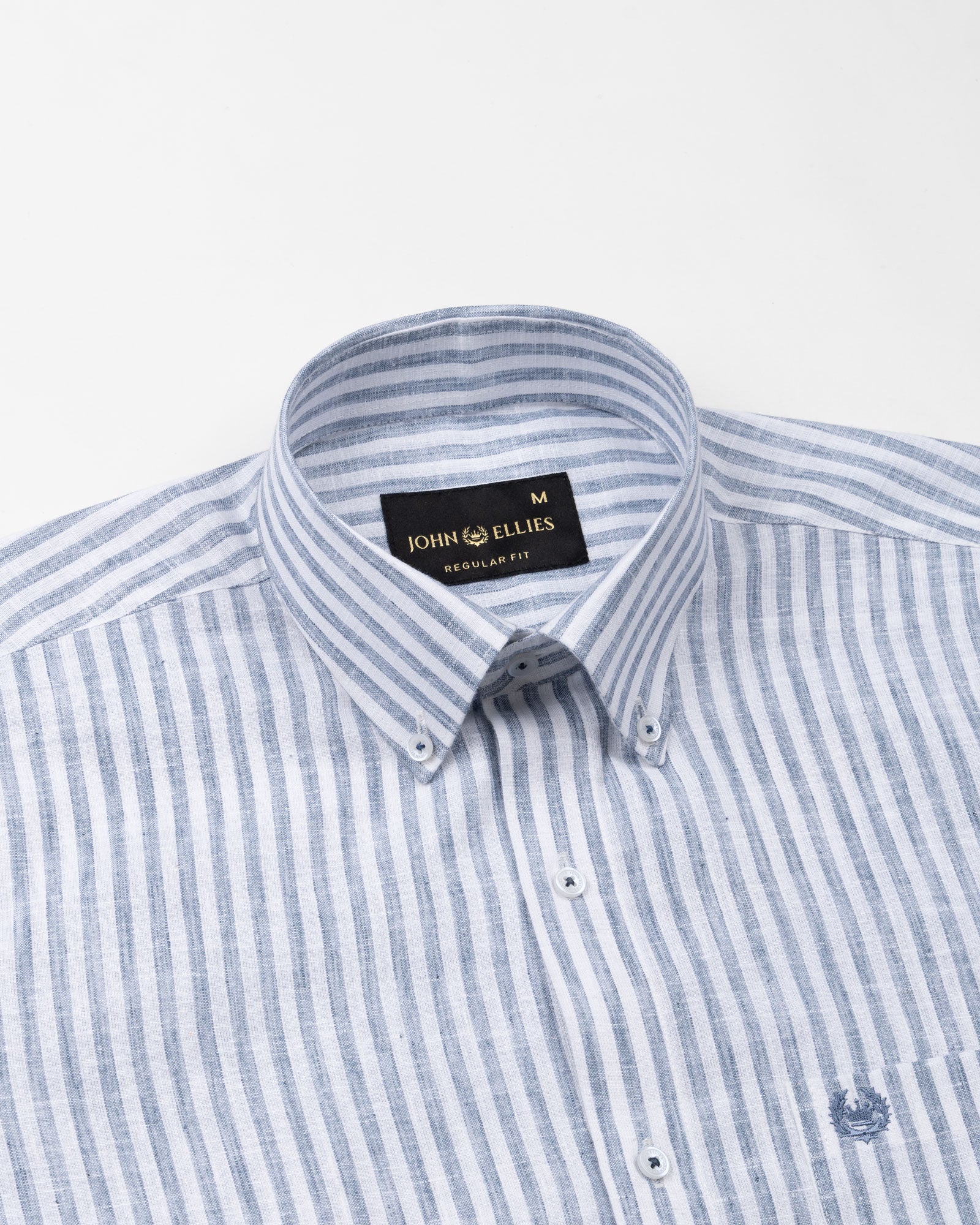 Karsen Navy Blue Strips Button Down Linen Shirt - John Ellies