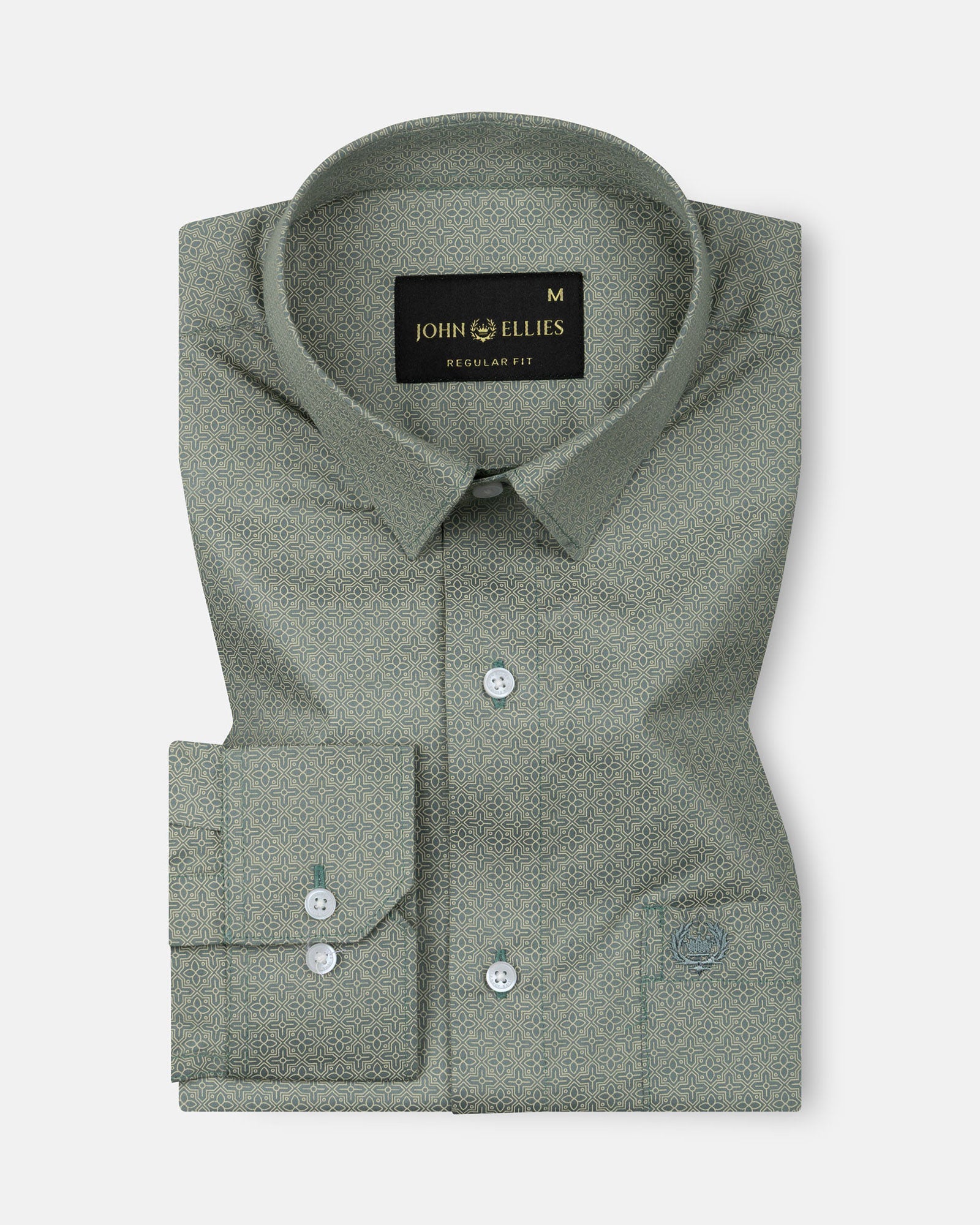 Nirat Green Cotton Printed Shirt - John Ellies
