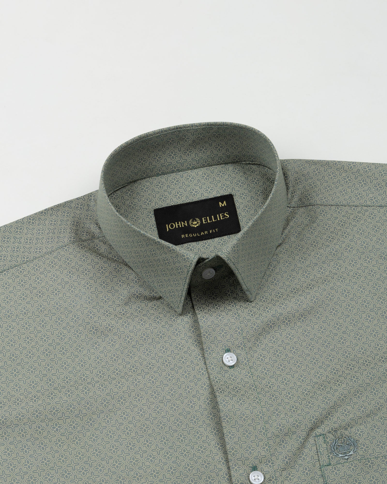 Nirat Green Cotton Printed Shirt - John Ellies