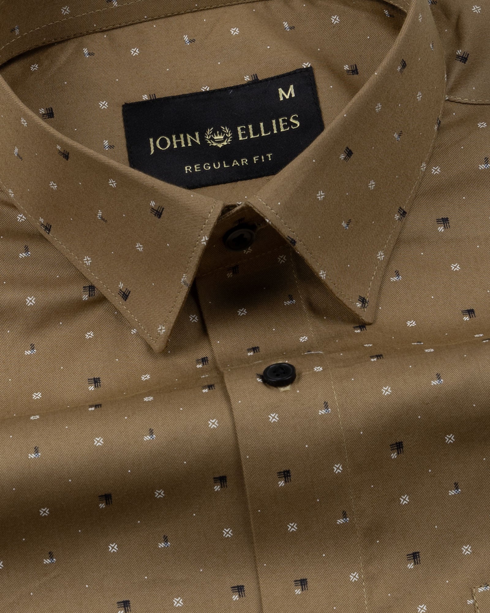 Nirat Khaki Cotton Printed Shirt - John Ellies