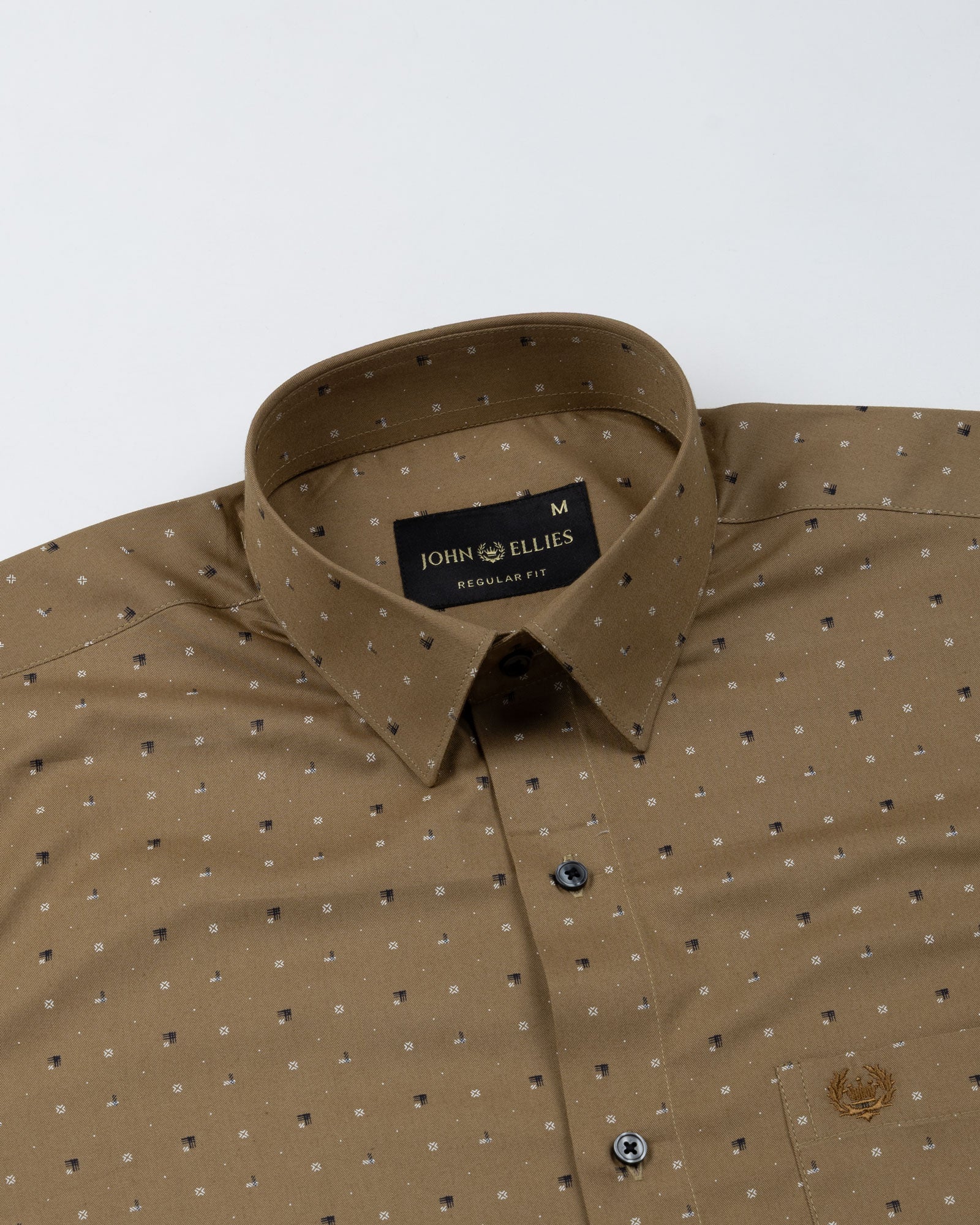 Nirat Khaki Cotton Printed Shirt - John Ellies