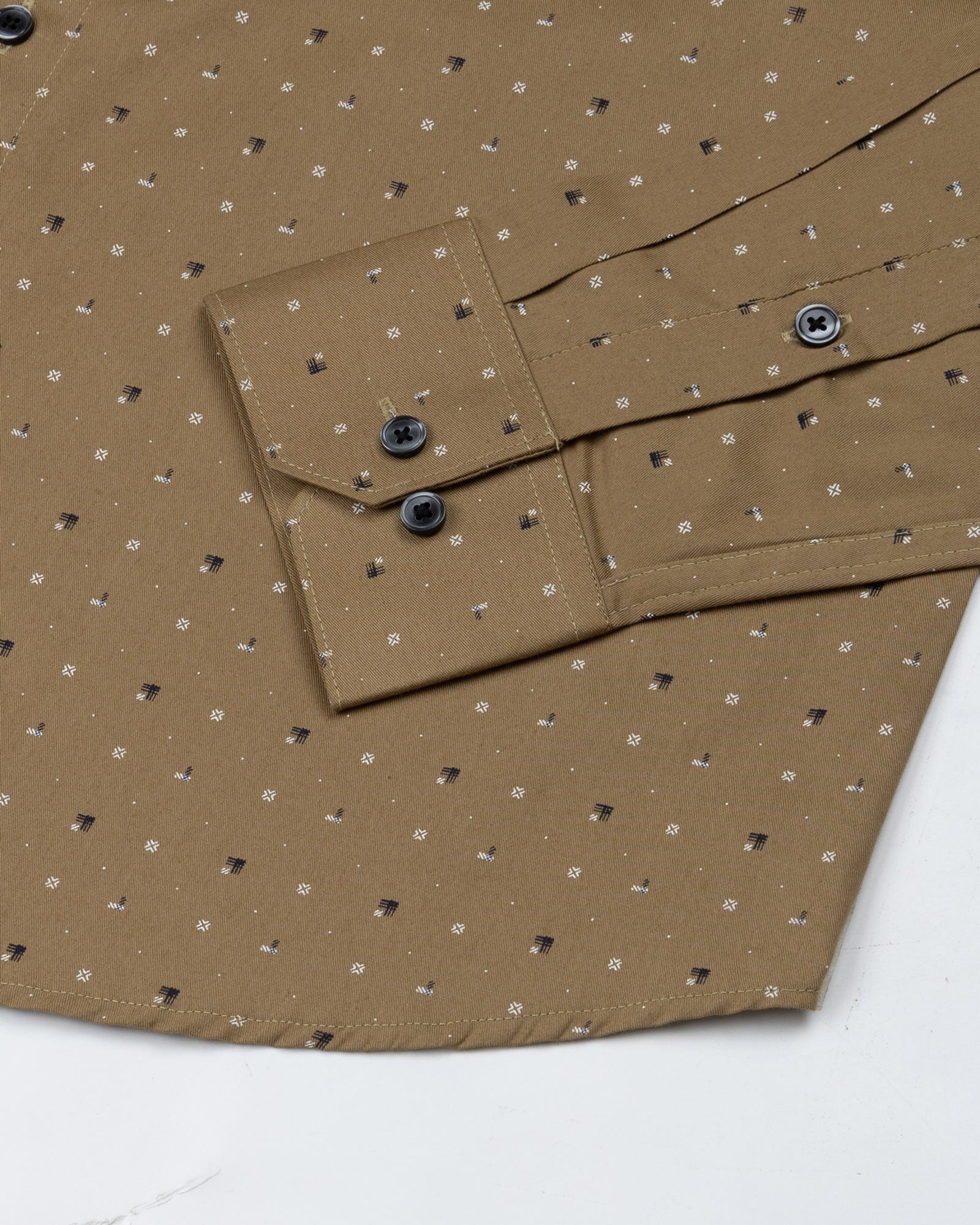 Nirat Khaki Cotton Printed Shirt - John Ellies