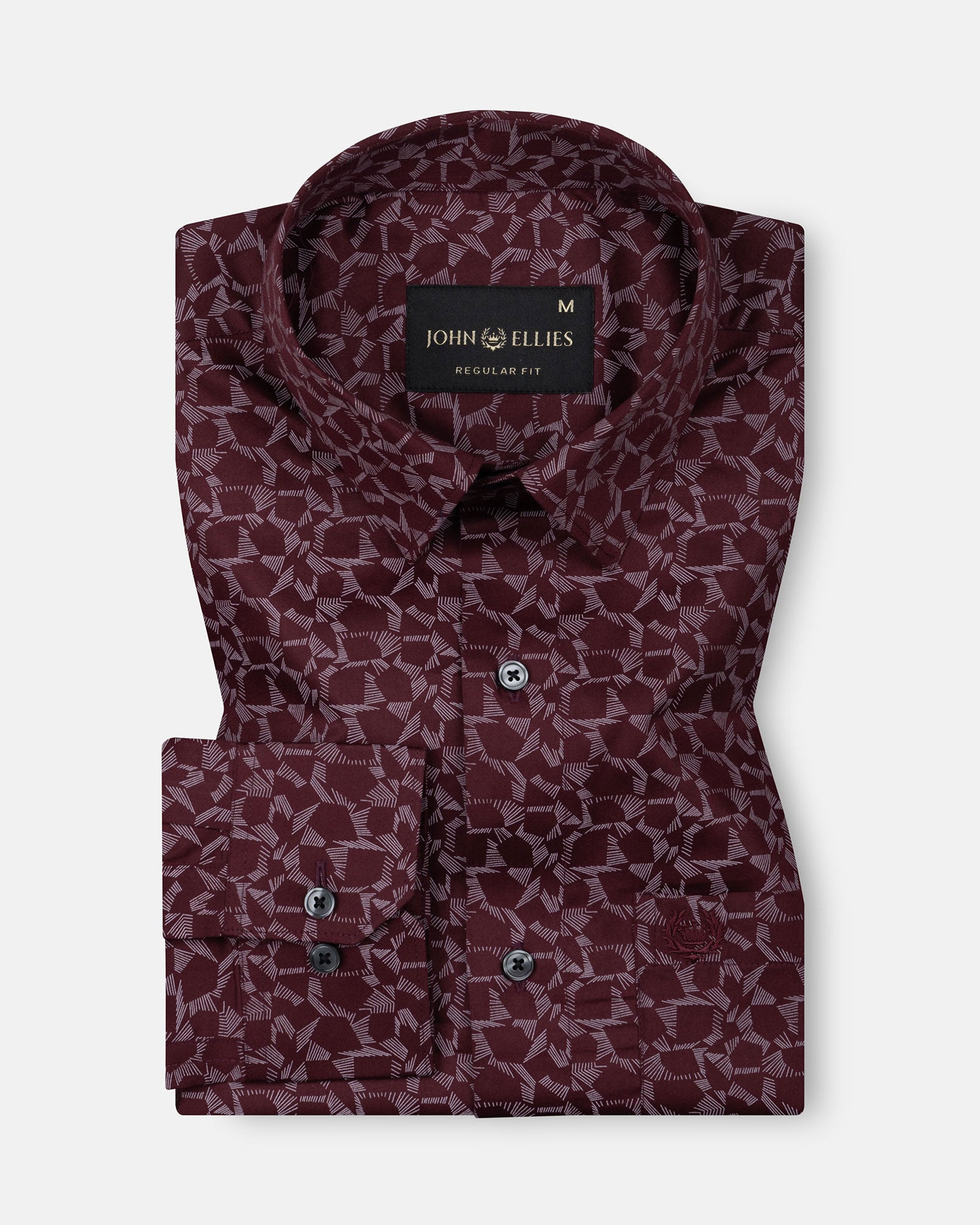 Nirat Maroon Cotton Printed Shirt - John Ellies