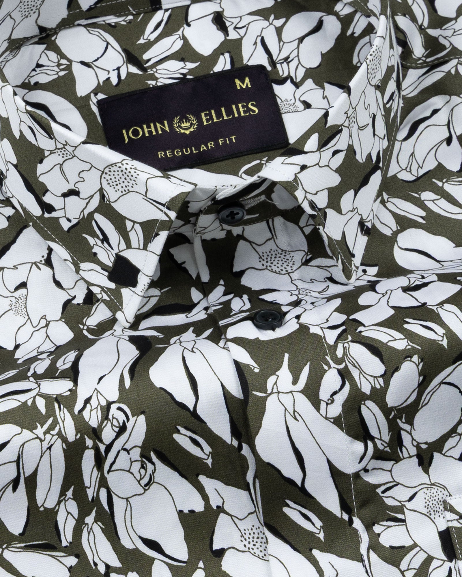 Nirat Olive With White Cotton Printed Shirt - John Ellies