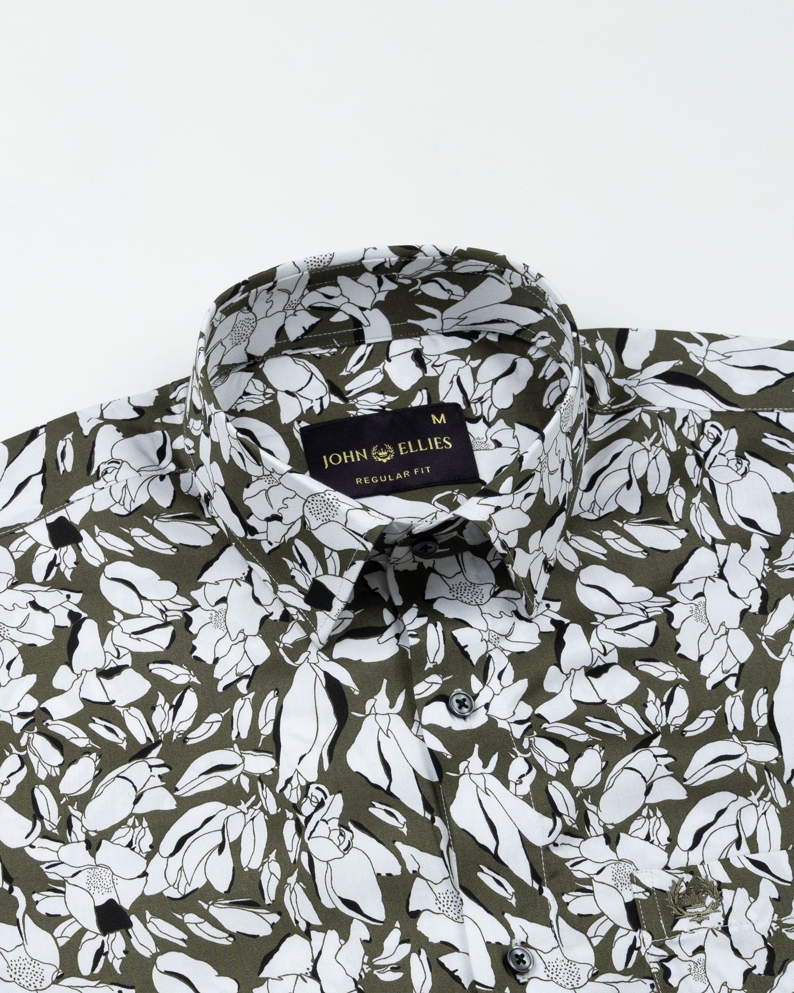 Nirat Olive With White Cotton Printed Shirt - John Ellies
