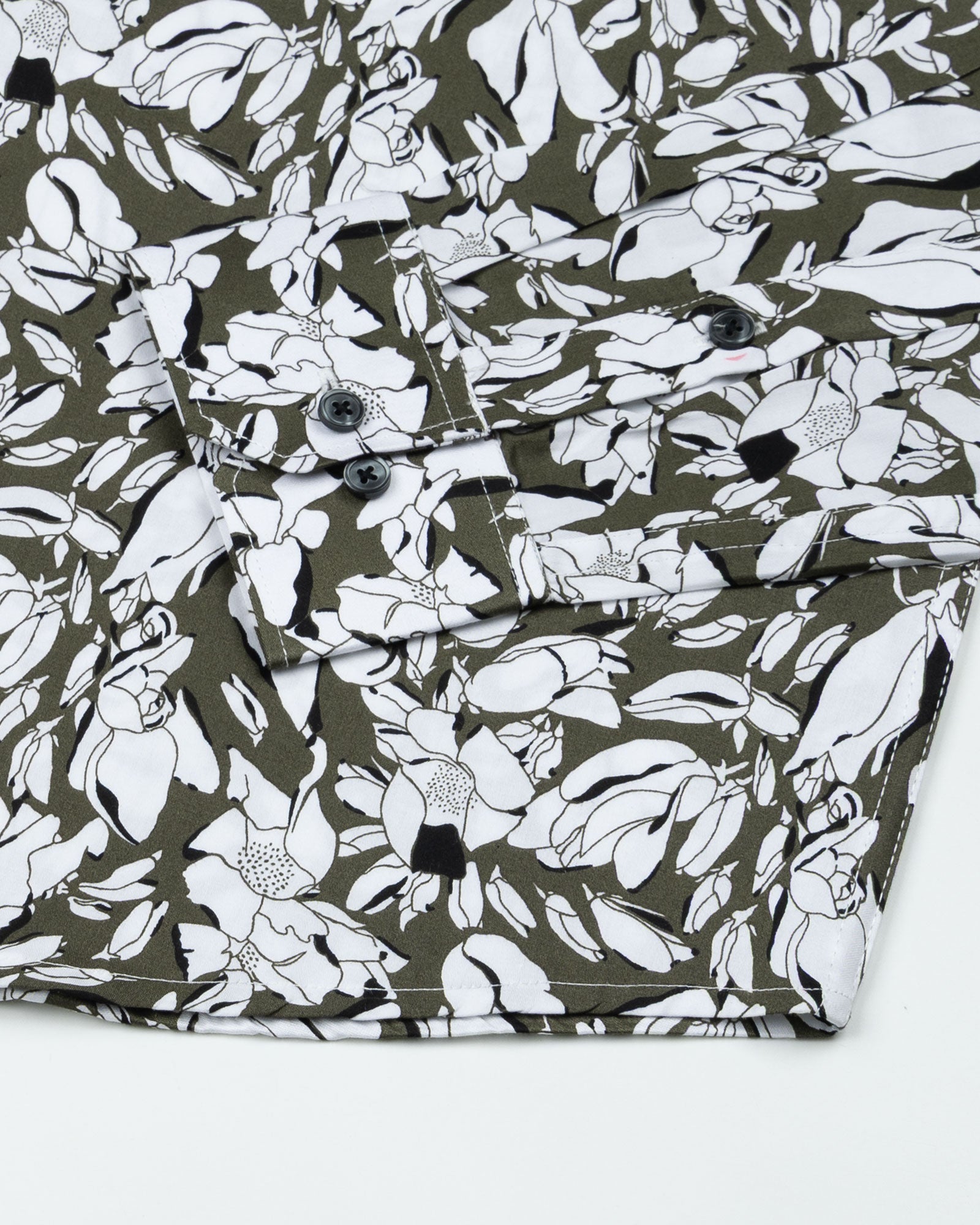 Nirat Olive With White Cotton Printed Shirt - John Ellies