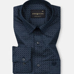 Nirat Navy Blue Cotton Printed Shirt - John Ellies