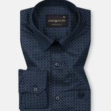 Nirat Navy Blue Cotton Printed Shirt - John Ellies