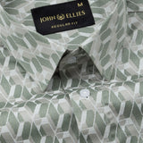 Nirat Dusty Olive Cotton Printed Shirt - John Ellies