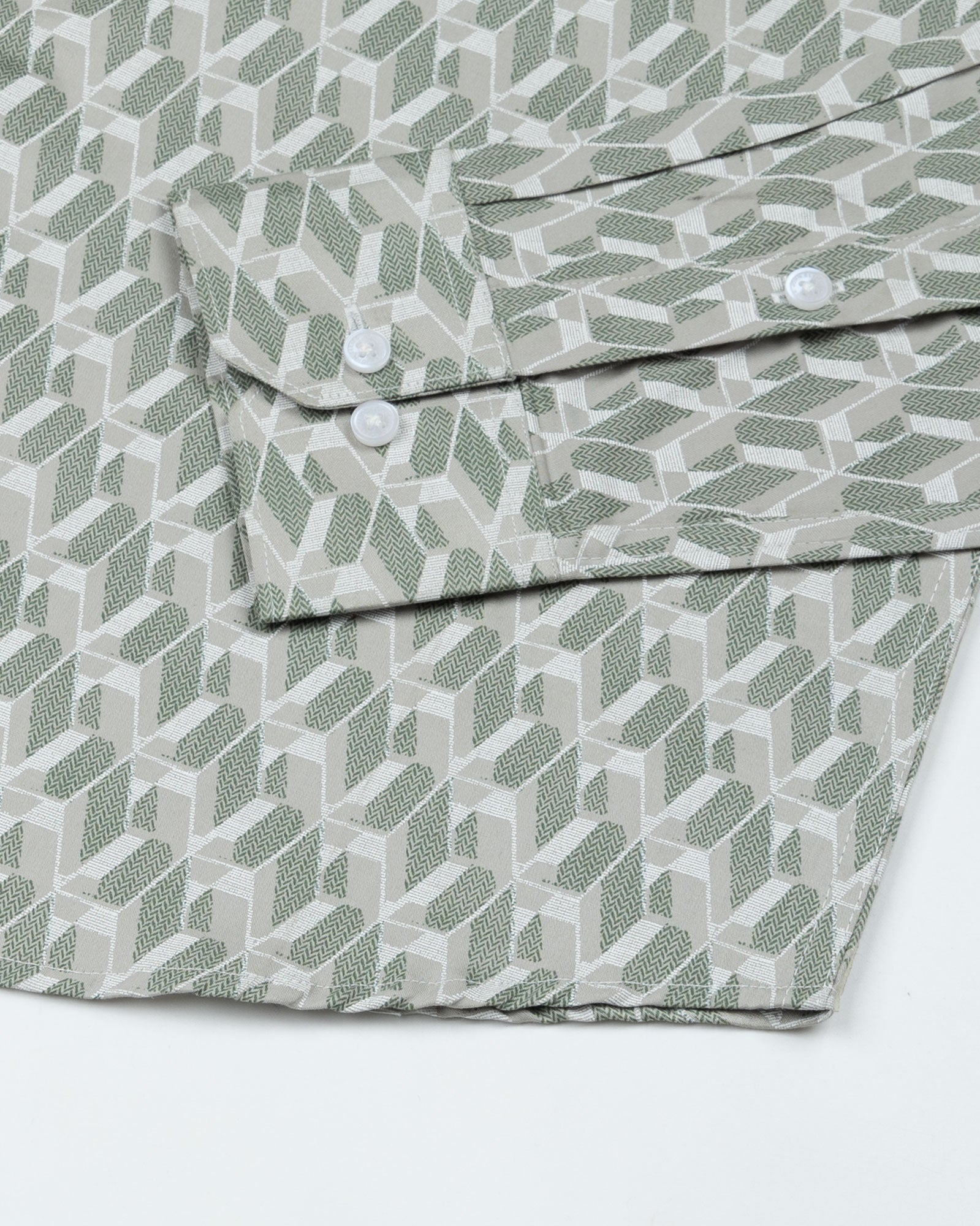 Nirat Dusty Olive Cotton Printed Shirt - John Ellies