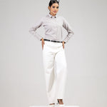 Strata Brown Stripes Oxford Cotton Women Shirt - John Ellies