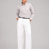 Strata Brown Stripes Oxford Cotton Women Shirt