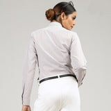Strata Brown Stripes Oxford Cotton Women Shirt - John Ellies