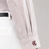 Strata Brown Stripes Oxford Cotton Women Shirt