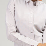Strata Brown Stripes Oxford Cotton Women Shirt - John Ellies